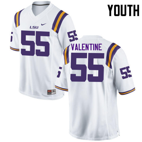 Youth LSU Tigers #55 Travonte Valentine College Football Jerseys Game-White